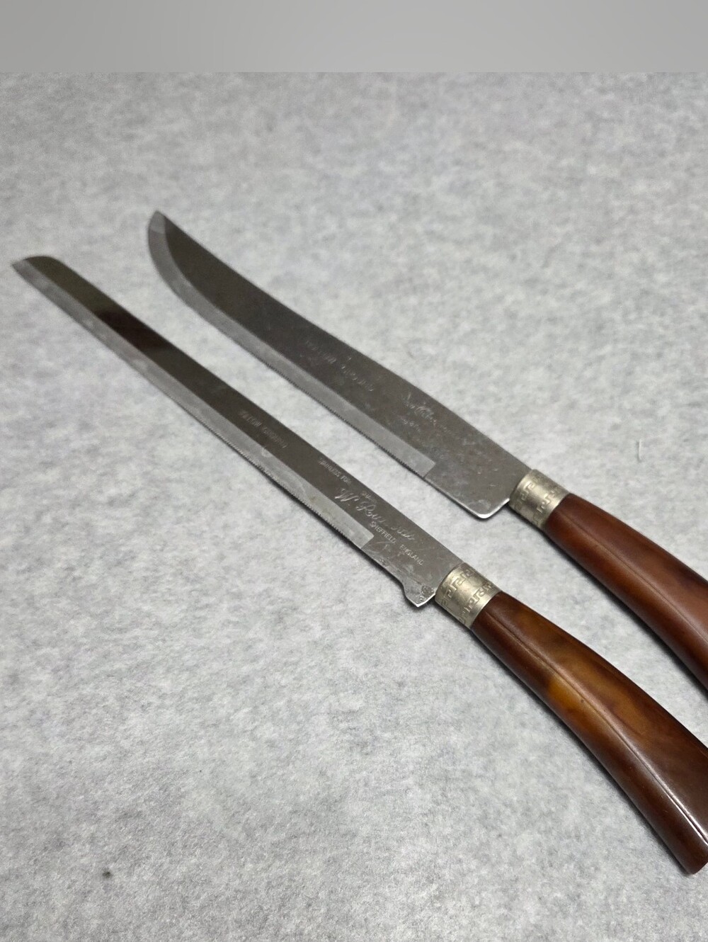 Vintage Set W Richardson Sheffield England Bakelite Bread Knife & Carving Knife